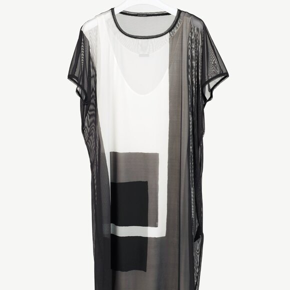 Annette Gortz SS/20 Balu Black Mesh Geometric-Print Midi Dress - Picture 2 of 13
